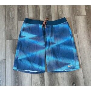 Nike Mens Size 36x10 Vapor Stretch Boardshorts Swim Trunk Blue Polyester Blend